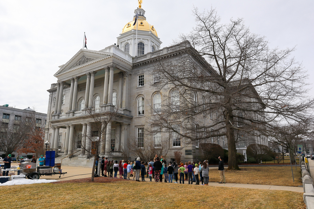 Students in front of NH State House