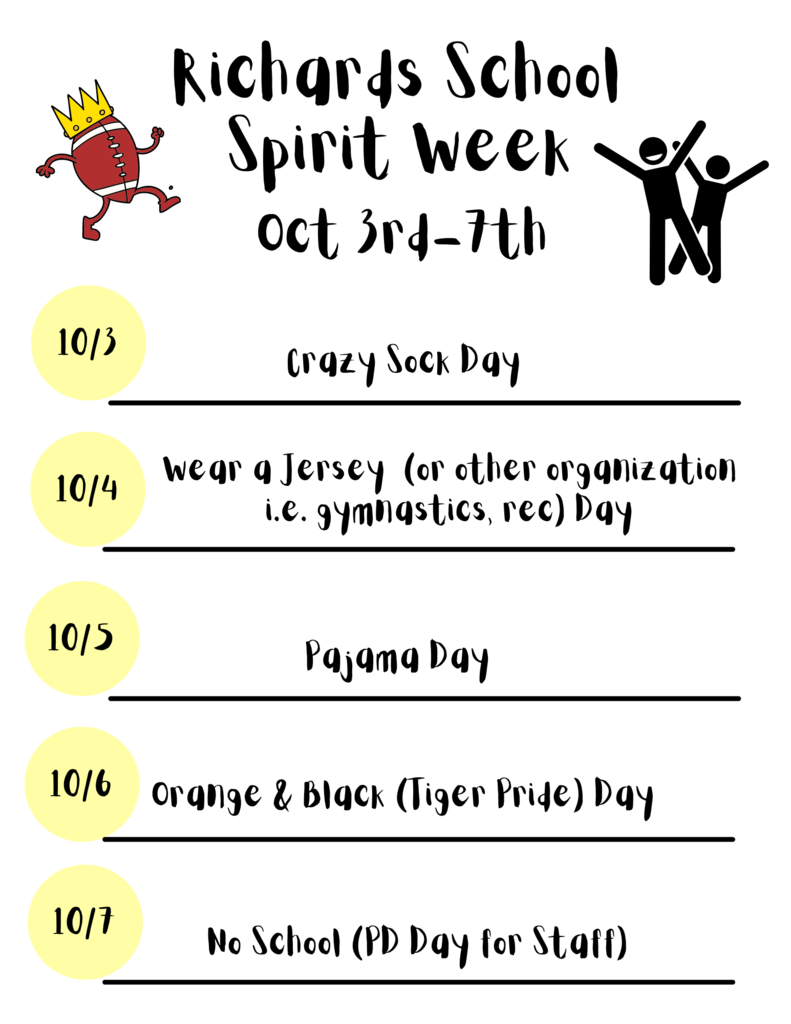 Richards School Spirit Week by Day